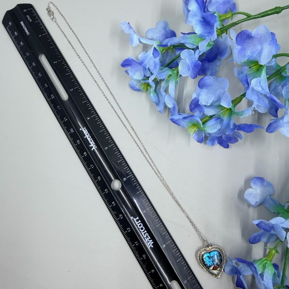 Sterling Silver Morpho Reversible Vintage Heart Pendant Necklace ULTRA UNIQUE - Picture 9 of 9